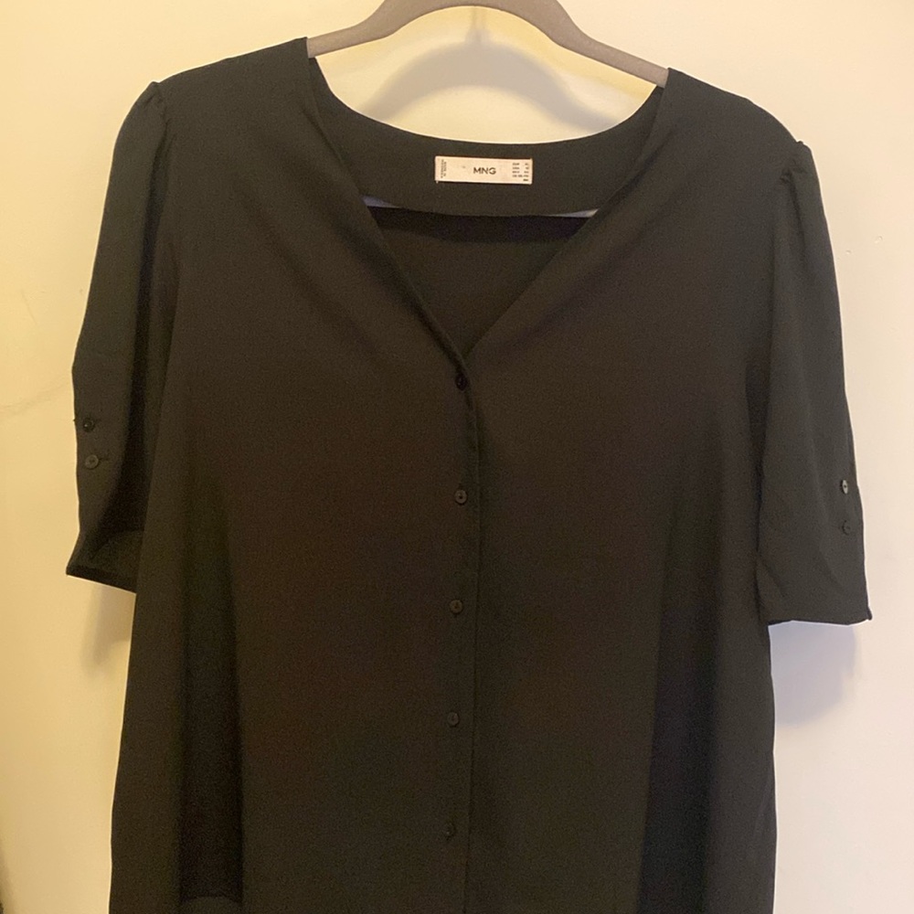 Black Mango (Mng) Button Up Blouse. Xl. Barely Wo… - image 1